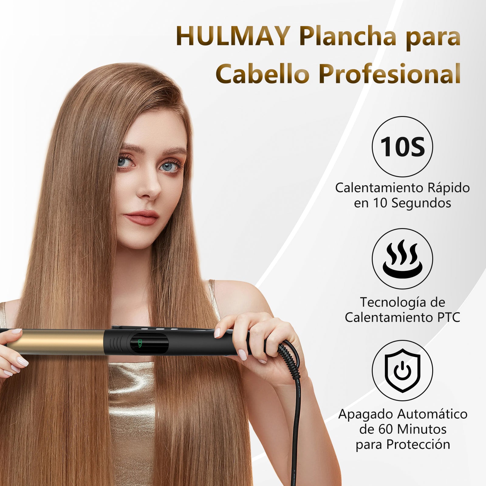 Hulmay 2 in 1 Hair Straightener,Durable Titaniuml Flat Iron Hair Straightener,Hair Straightening Ionic Fast Heating , Comfort 2 in 1 Straightening