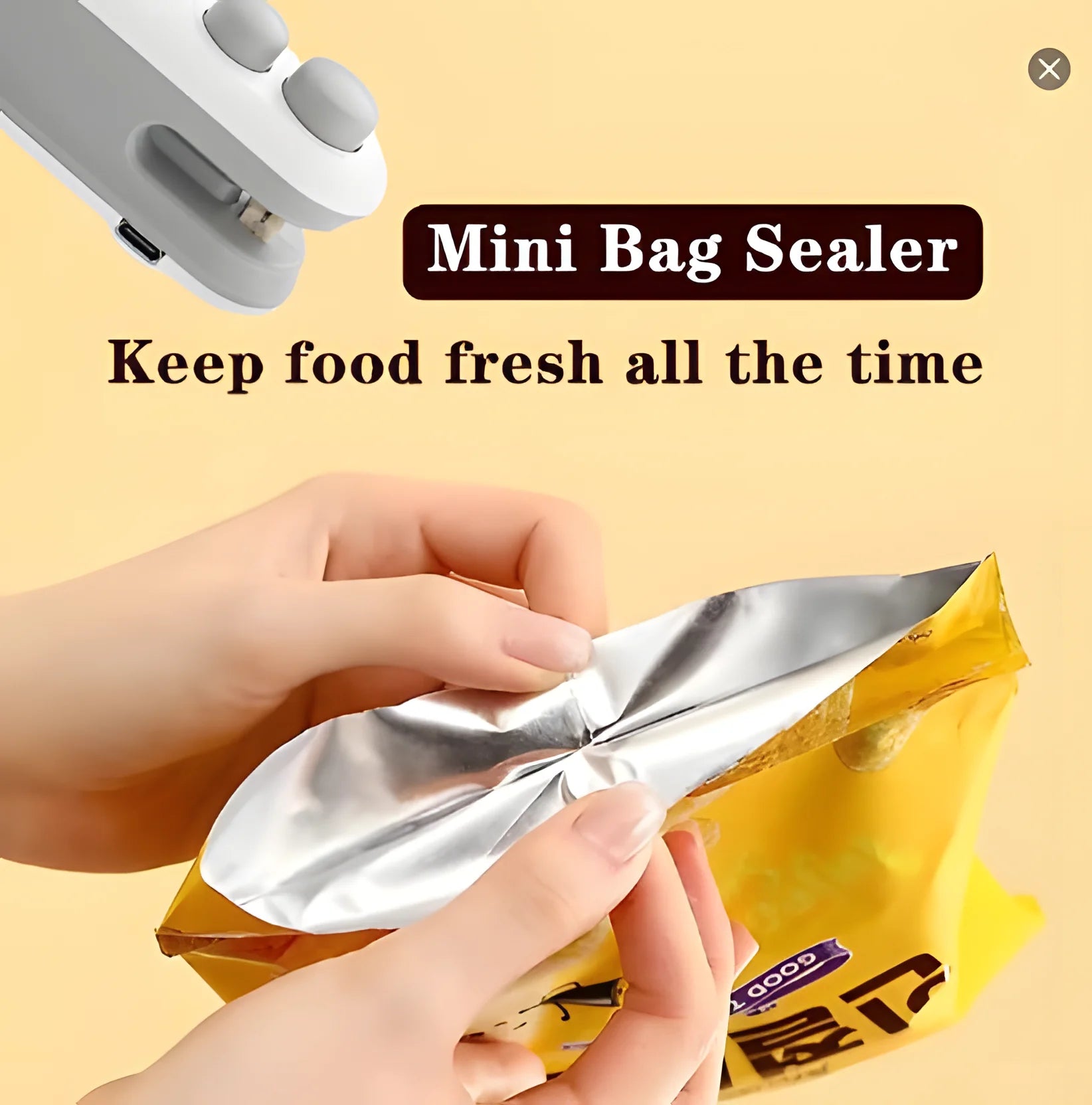 Portable USB-C Rechargeable Bag Sealer – 2-in-1 Heat Sealing & Cutting Tool for Food Freshness – Ideal for Chips, Snacks, and Kitchen Storage