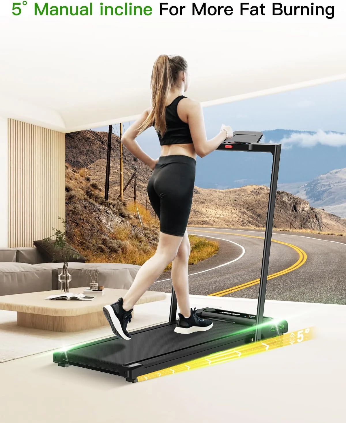 Walking Pad with Incline, Akluer Incline Treadmills for Home, 2.5 HP Under Desk Treadmill Small with Remote Control, Walking Pad Small Treadmill with LED Display