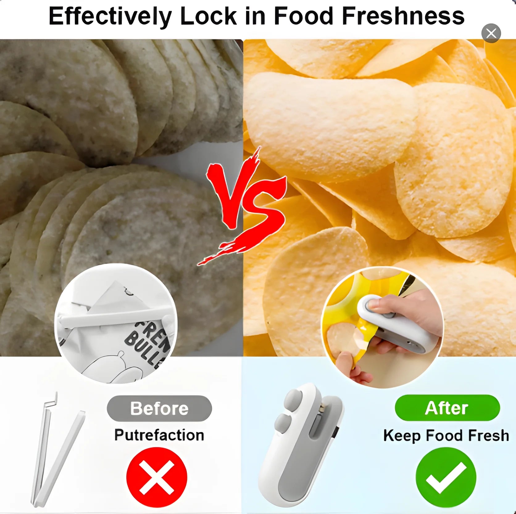 Portable USB-C Rechargeable Bag Sealer – 2-in-1 Heat Sealing & Cutting Tool for Food Freshness – Ideal for Chips, Snacks, and Kitchen Storage