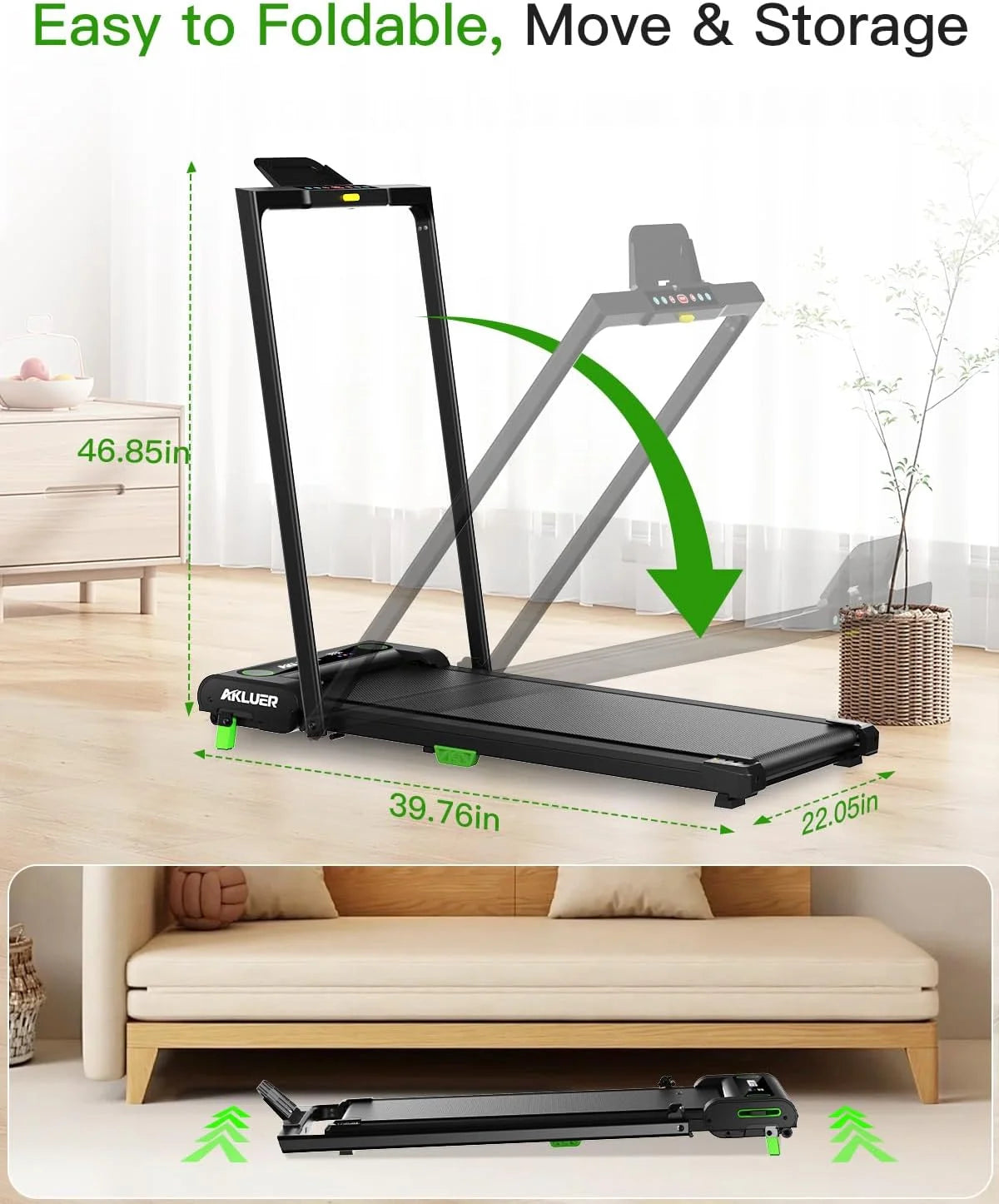 Walking Pad with Incline, Akluer Incline Treadmills for Home, 2.5 HP Under Desk Treadmill Small with Remote Control, Walking Pad Small Treadmill with LED Display