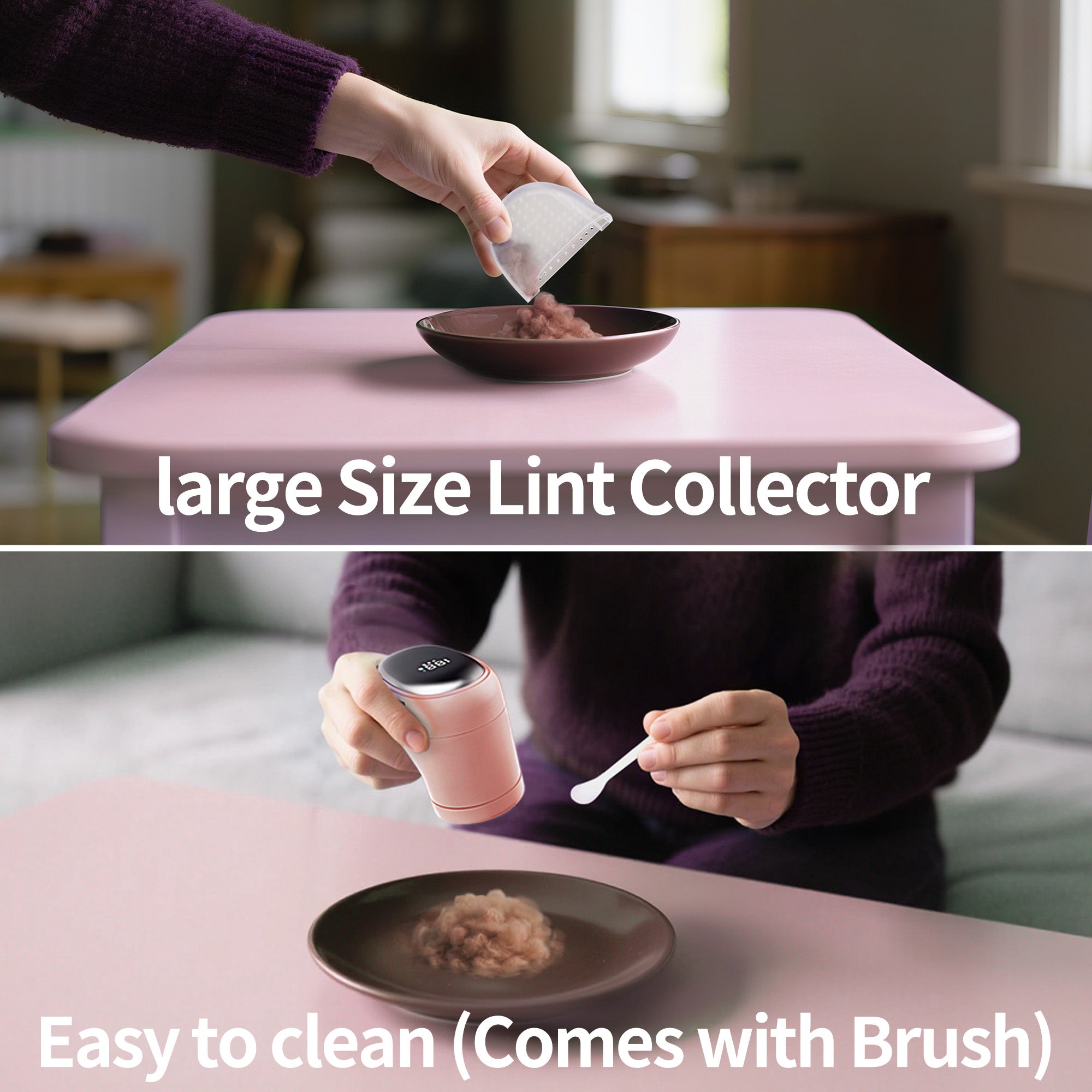 Fabric Shaver, Lint Remover Rechargeable, 3 Speeds Electric Sweater Defuzzer with LED Digital Display, Extra 3 Shaver 6-Leaf Blades, Pink