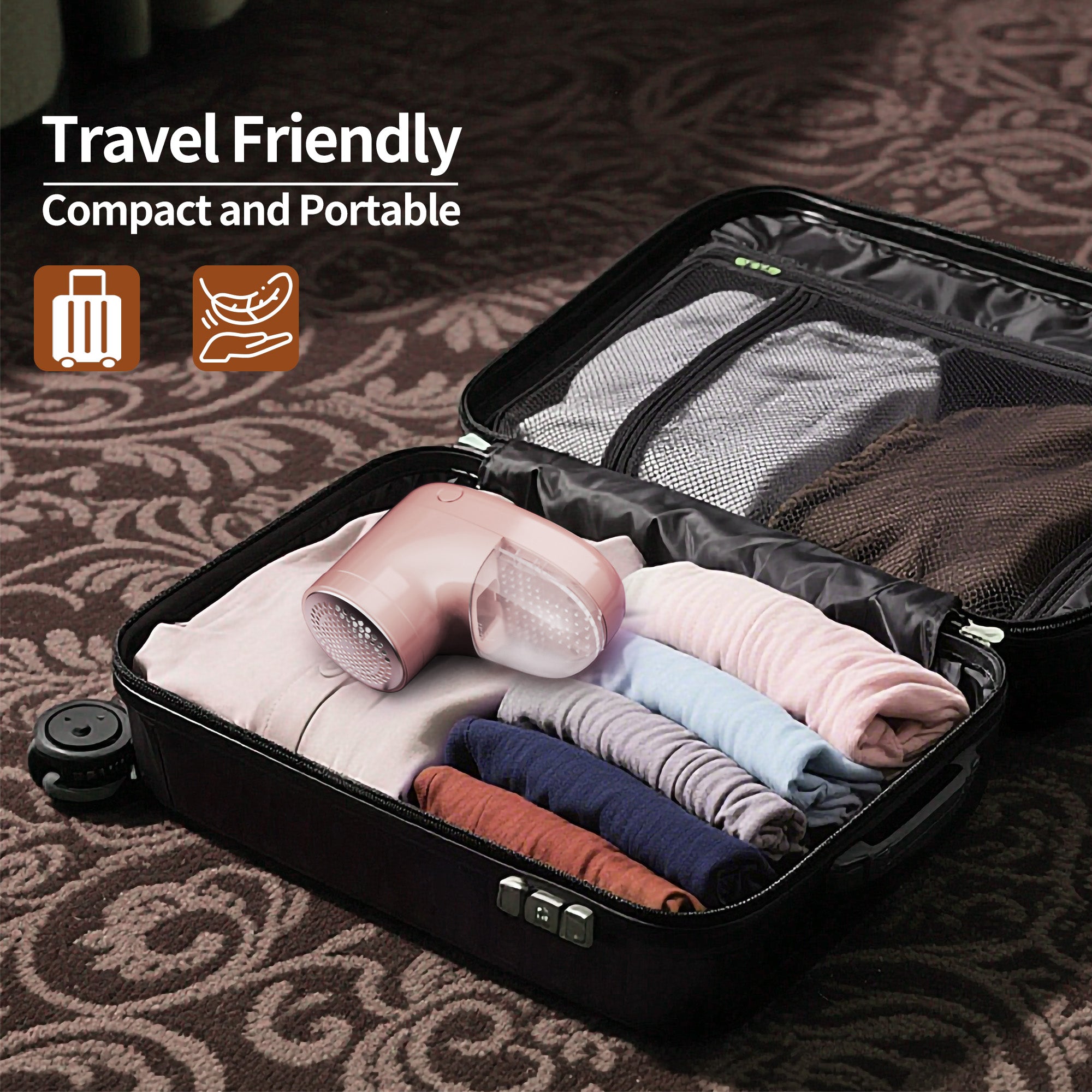 Fabric Shaver, Lint Remover Rechargeable, 3 Speeds Electric Sweater Defuzzer with LED Digital Display, Extra 3 Shaver 6-Leaf Blades, Pink