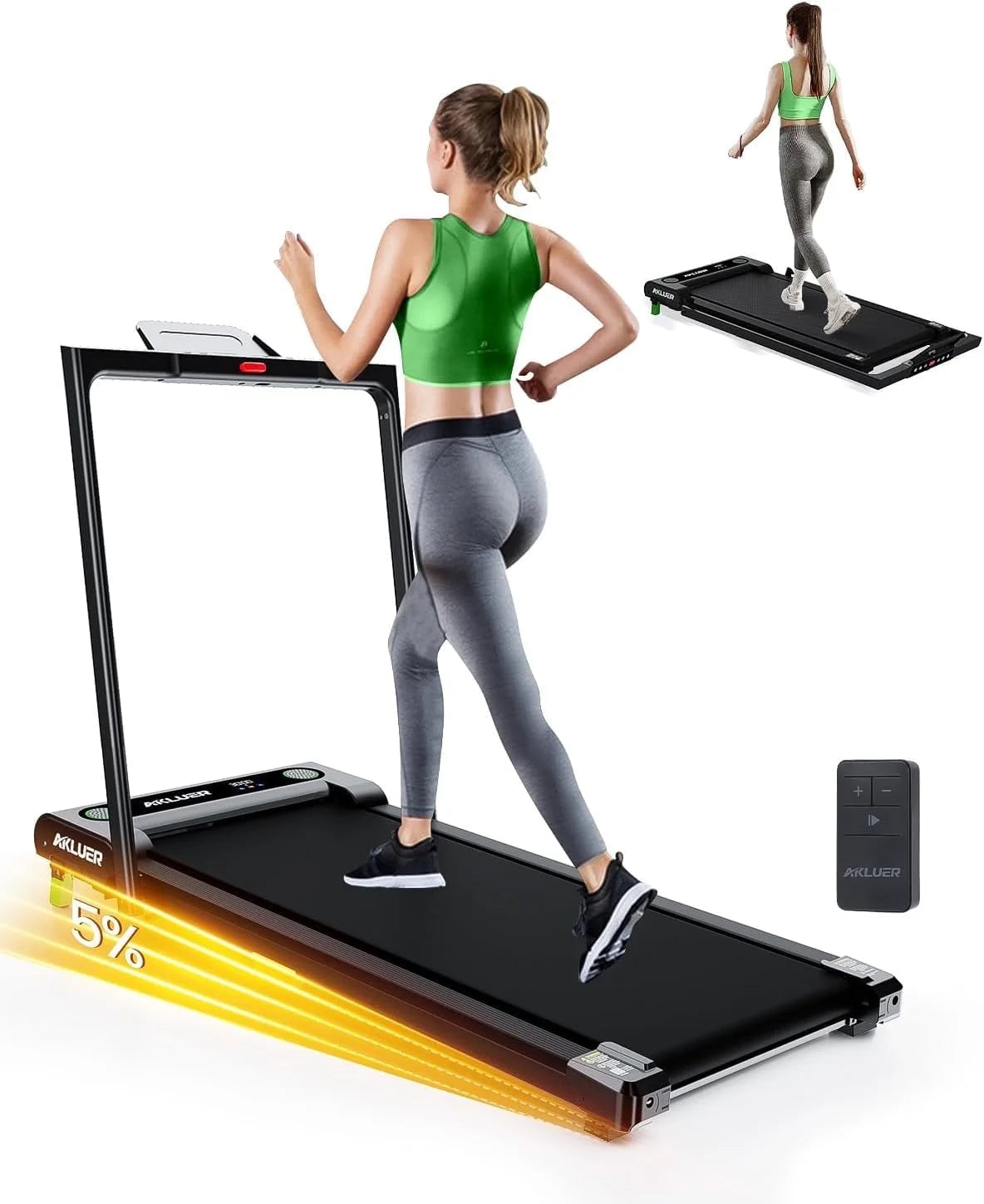Walking Pad with Incline, Akluer Incline Treadmills for Home, 2.5 HP Under Desk Treadmill Small with Remote Control, Walking Pad Small Treadmill with LED Display