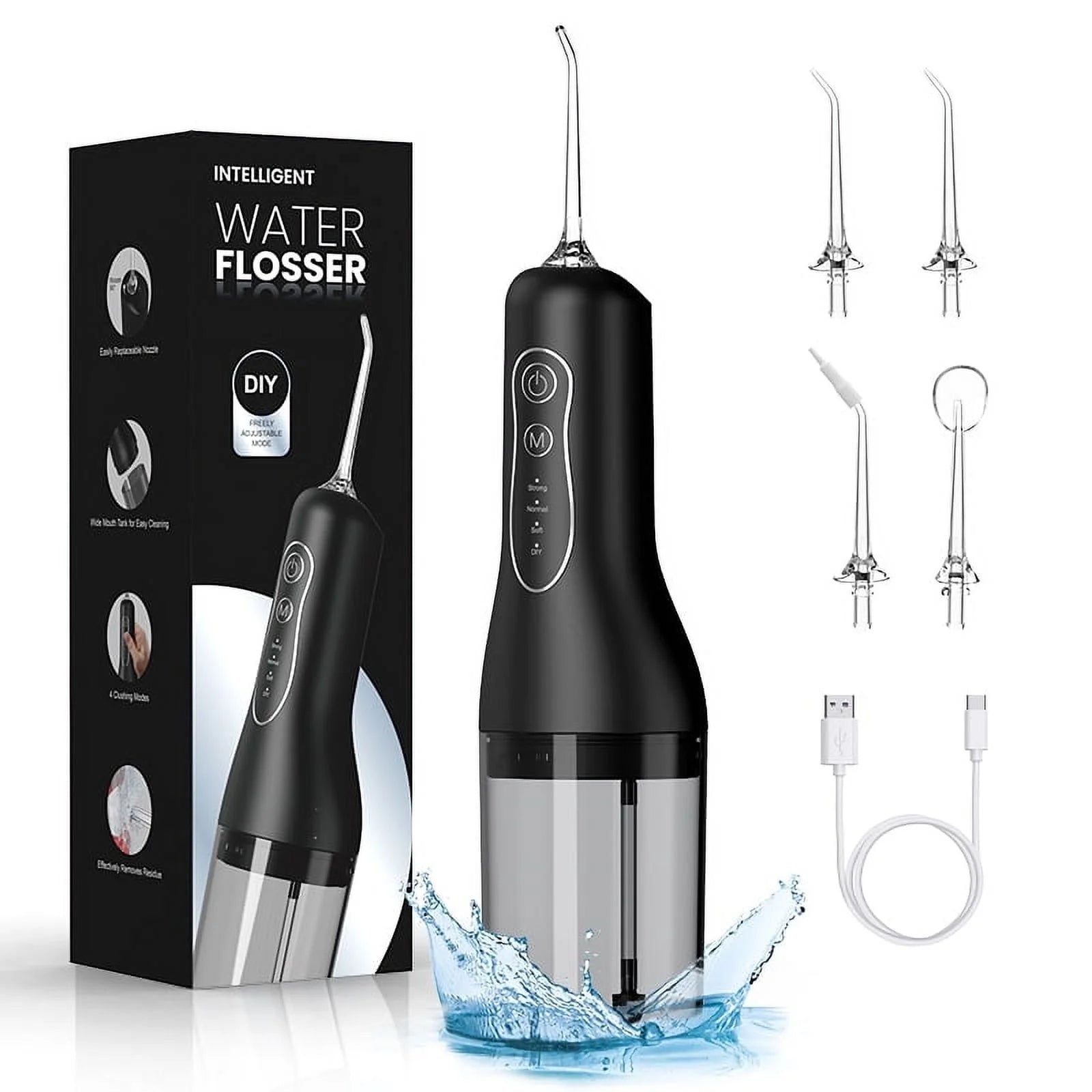 Cordless Water Dental Flosser for Teeth Cleaning – Portable Oral Irrigator with 260ML Water Tank, 4 Modes, 5 Jet Tips, USB Rechargeable, IPX7 Waterproof – Ideal for Home, Travel, and Braces Care